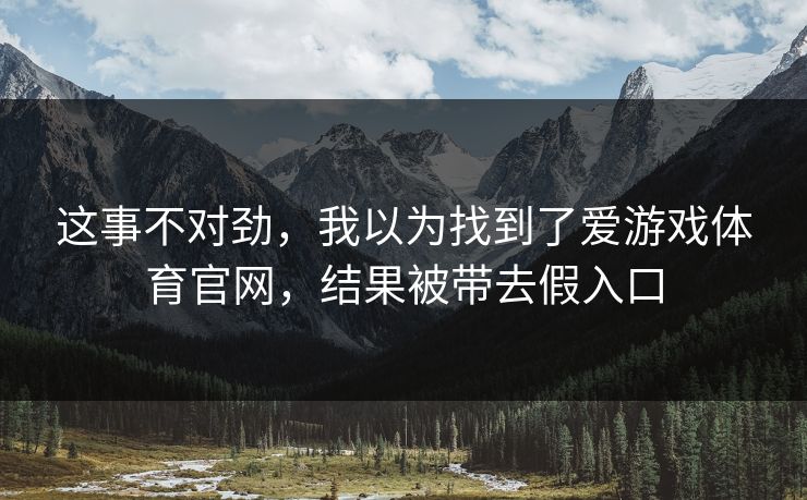 这事不对劲，我以为找到了爱游戏体育官网，结果被带去假入口